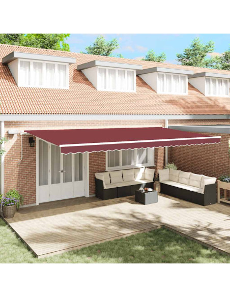 Tenda da Sole Retrattile Manuale con LED Bordò 600x300 cm