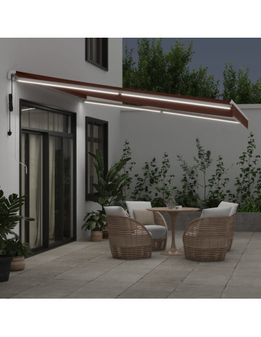 Tenda da Sole Retrattile Automatica con LED Marrone 400x350 cm