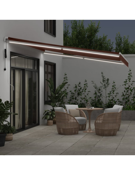 Tenda da Sole Retrattile Automatica con LED Marrone 400x350 cm