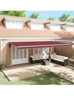 Tenda da Sole Retrattile Automatica con LED Bordò 600x300 cm