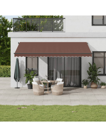 Tenda da Sole Retrattile Manuale con LED Marrone 500x350 cm