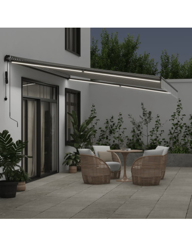 Tenda Retrattile Automatica LED Antracite e Bianco 500x350 cm