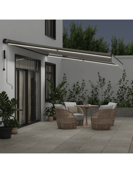 Tenda Retrattile Automatica LED Antracite e Bianco 500x350 cm