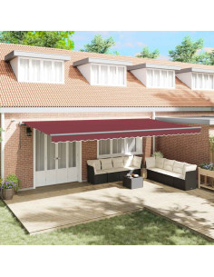 Tenda da Sole Retrattile Automatica con LED Bordò 600x300 cm