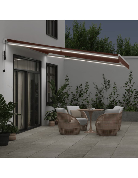 Tenda da Sole Retrattile Automatica con LED Marrone 450x350 cm