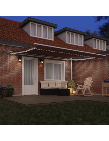 Tenda da Sole Retrattile Automatica con LED Marrone 450x300 cm