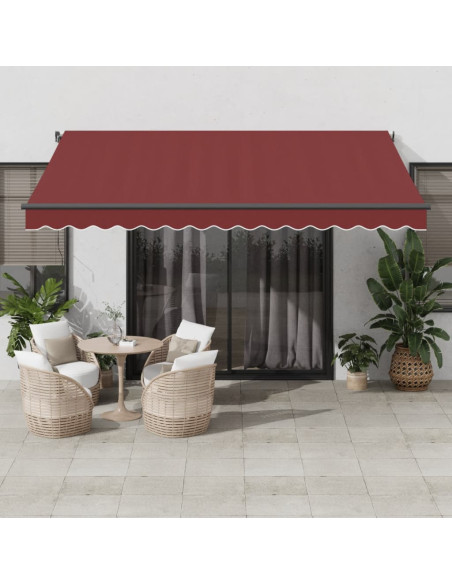 Tenda da Sole Retrattile Manuale con LED Bordò 400x350 cm