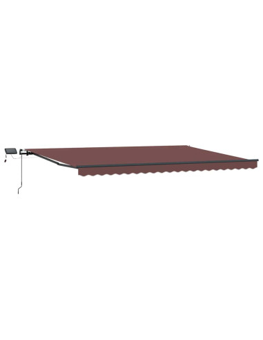Tenda da Sole Retrattile Manuale con LED Marrone 500x300 cm