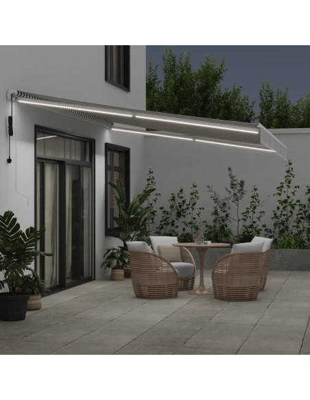 Tenda Retrattile Automatica LED Antracite e Bianco 500x350 cm