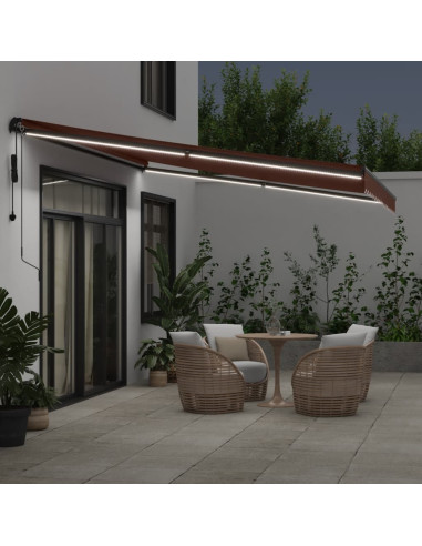 Tenda da Sole Retrattile Automatica con LED Marrone 450x350 cm