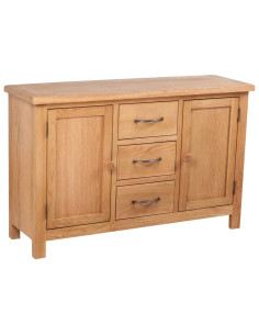 Credenza con 3 Cassetti 110x33,5x70 cm in Massello di Rovere 2