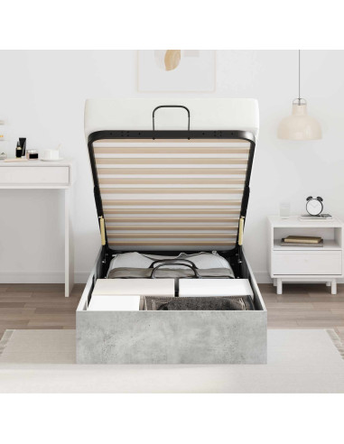 Letto ottomano Grigio cemento 100 x 200 cm Legno multistrato