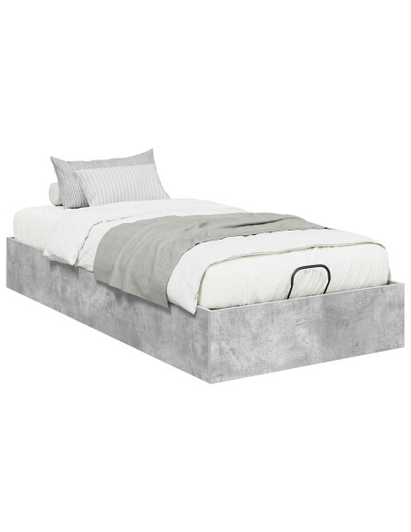 Letto ottomano Grigio cemento 90 x 200 cm Legno multistrato