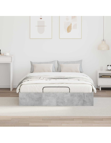 Letto ottomano Grigio cemento 140 x 200 cm Legno multistrato