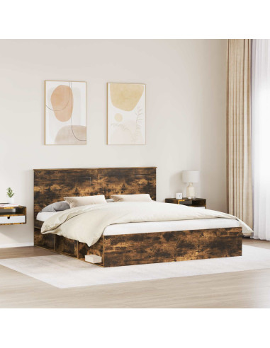 Struttura del letto Rovere fumé 200 x 200 cm Pino massello
