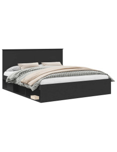 Struttura del letto Nero 180 x 200 cm Pino massello 2