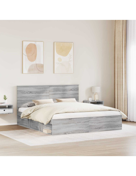 Struttura del letto Grigio Sonoma 180 x 200 cm Pino massello