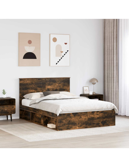 Struttura del letto Rovere fumé 150 x 200 cm Pino massello