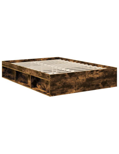 Struttura del letto Rovere fumé 140 x 190 cm Pino massello