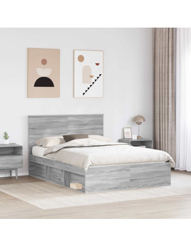 Struttura del letto Grigio Sonoma 140 x 190 cm Pino massello