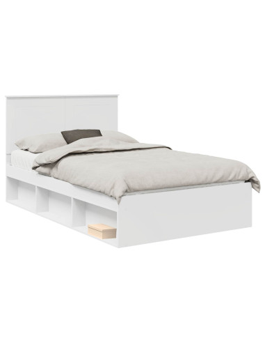 Struttura del letto Bianco 135 x 190 cm Pino massello