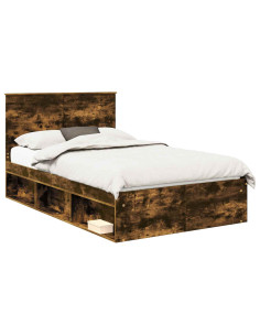 Struttura del letto Rovere fumé 135 x 190 cm Pino massello 2