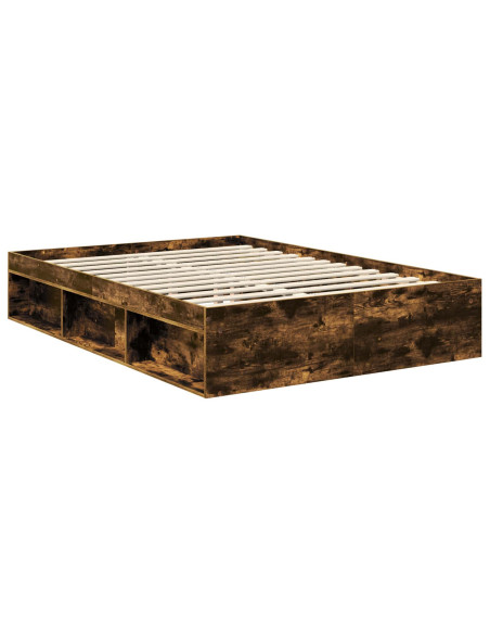 Struttura del letto Rovere fumé 135 x 190 cm Pino massello