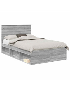 Struttura del letto Grigio Sonoma 135 x 190 cm Pino massello 2