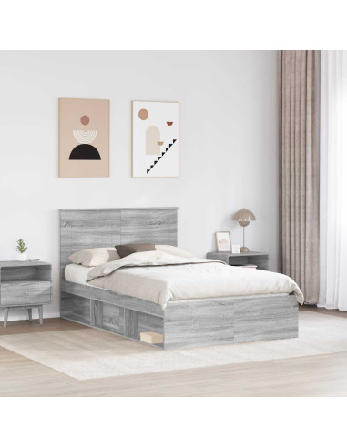 Struttura del letto Grigio Sonoma 120 x 190 cm Pino massello