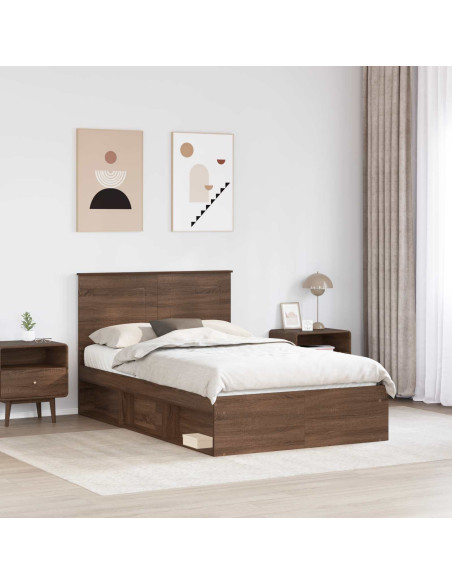 Struttura del letto Rovere Marrone 120 x 190 cm Pino massello