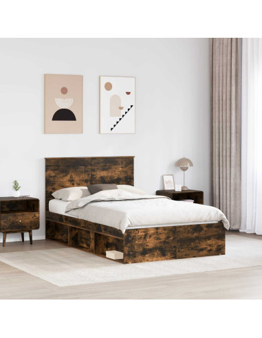 Struttura del letto Rovere fumé 120 x 200 cm Pino massello