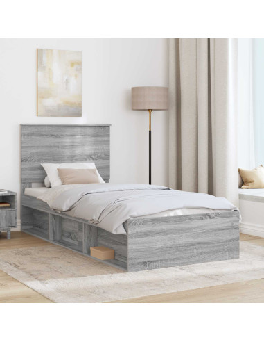 Struttura del letto Grigio Sonoma 100 x 200 cm Pino massello