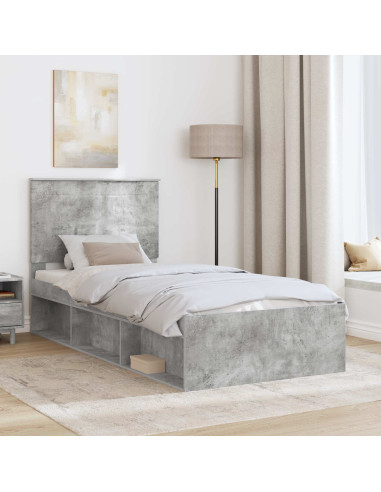 Struttura del letto Grigio Concretè 90 x 190 cm Pino massello
