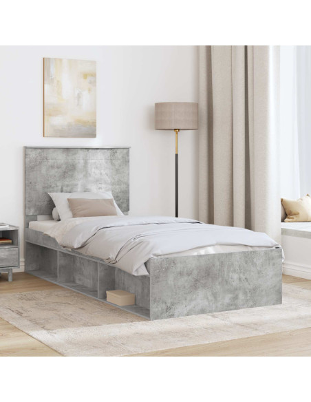 Struttura del letto Grigio Concretè 90 x 190 cm Pino massello