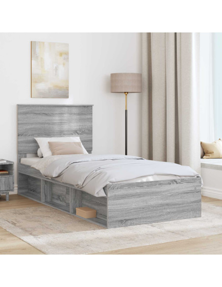Struttura del letto Grigio Sonoma 90 x 190 cm Pino massello