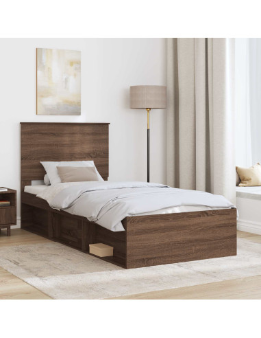Struttura del letto Rovere Marrone 90 x 190 cm Pino massello