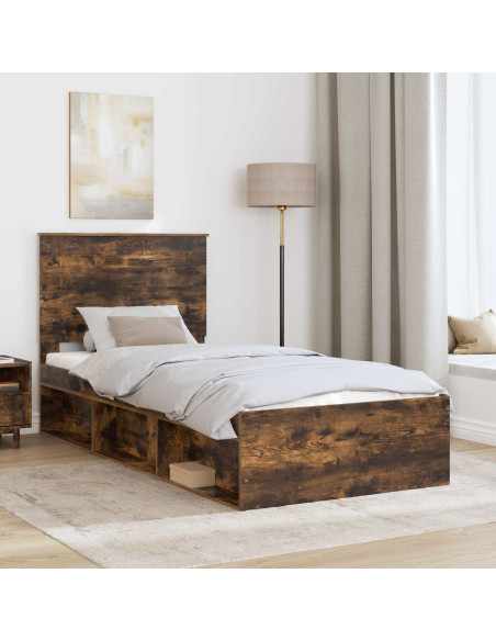 Struttura del letto Rovere fumé 90 x 200 cm Pino massello