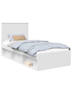 Struttura del letto Bianco 75 x 190 cm Pino massello 2