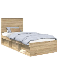 Struttura del letto Rovere Sonoma 75 x 190 cm Pino massello 2