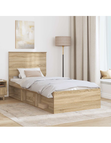 Struttura del letto Rovere Sonoma 75 x 190 cm Pino massello