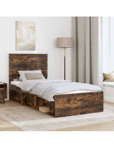 Struttura del letto Rovere fumé 75 x 190 cm Pino massello
