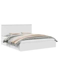 Letto con Contenitore Bianco 200 x 200 cm Legno multistrato 2