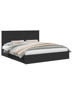 Letto con Contenitore Nero 200 x 200 cm Legno multistrato 2