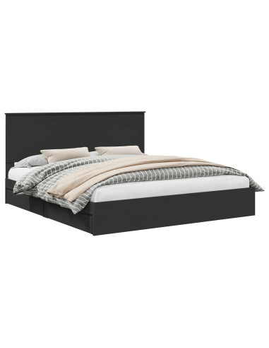 Letto con Contenitore Nero 200 x 200 cm Legno multistrato