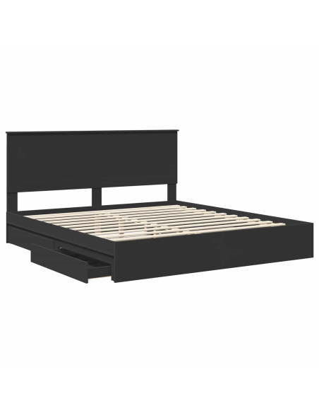 Letto con Contenitore Nero 200 x 200 cm Legno multistrato