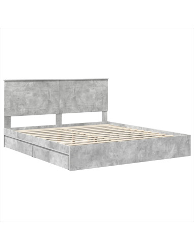 Letto con Contenitore con testiera Grigio cemento 200 x 200 cm