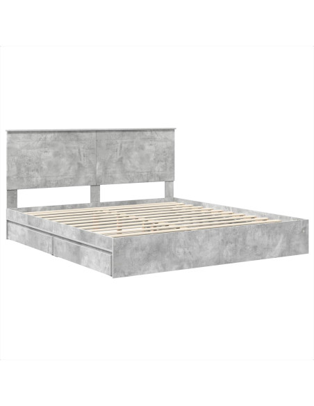 Letto con Contenitore con testiera Grigio cemento 200 x 200 cm