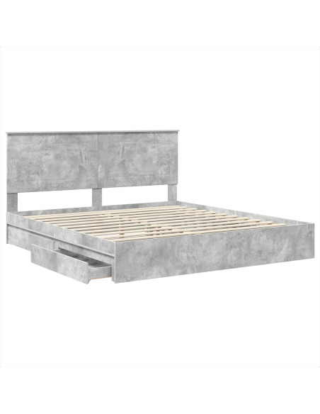 Letto con Contenitore con testiera Grigio cemento 200 x 200 cm