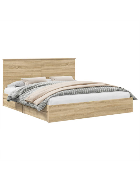 Letto con Contenitore con testiera Rovere Sonoma 180 x 200 cm