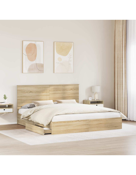 Letto con Contenitore con testiera Rovere Sonoma 180 x 200 cm
